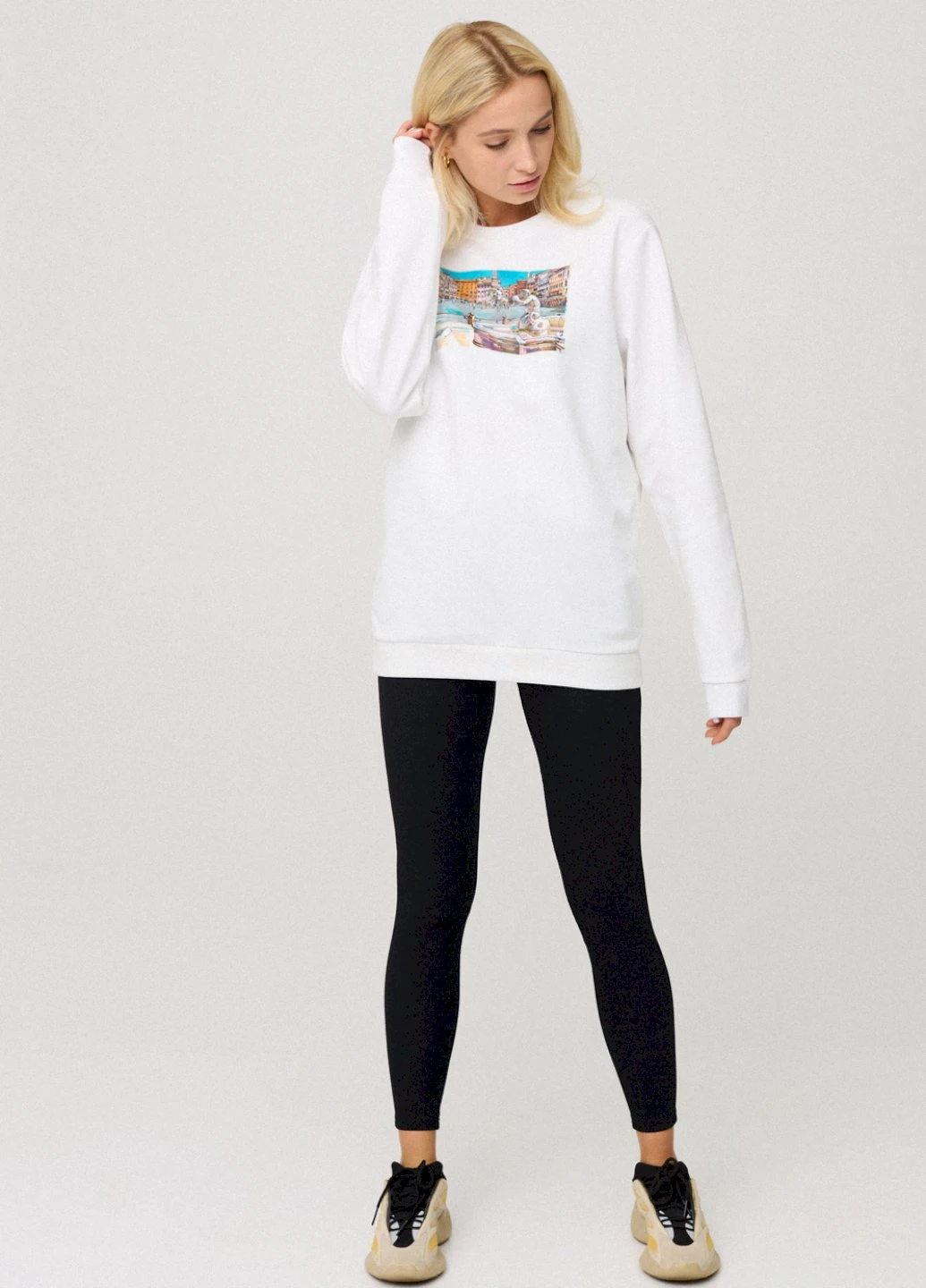 Белый світшот жіночий oversize /no flis/ YAPPI (254658665)