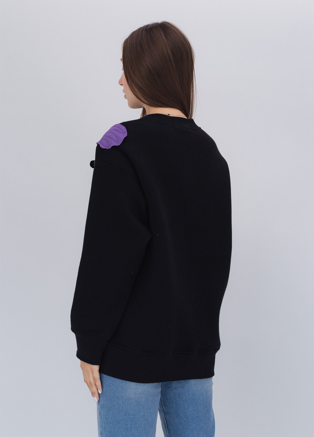 Черный свитшот Nora Kvittin однотонный аппликация, вышивка, бусины (301079847)