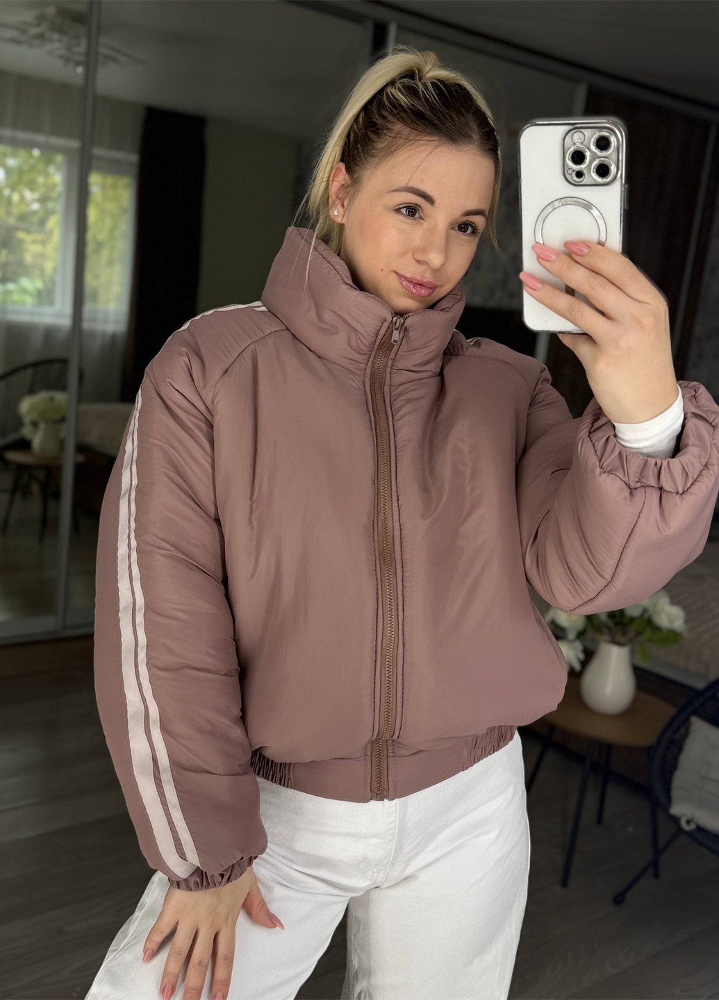 Кавова демісезонна куртка No Brand