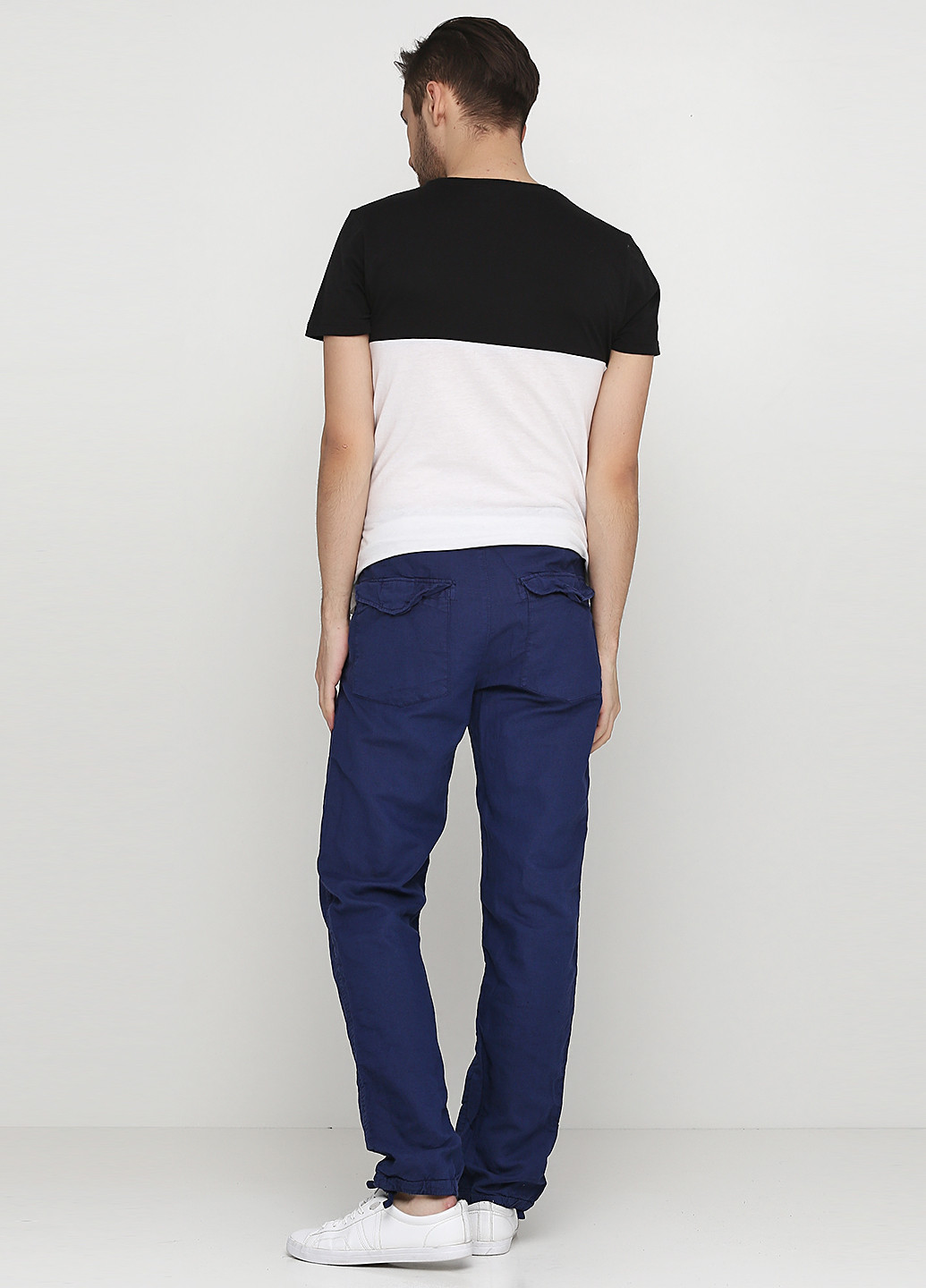 Темно-синие кэжуал летние прямые брюки H&M