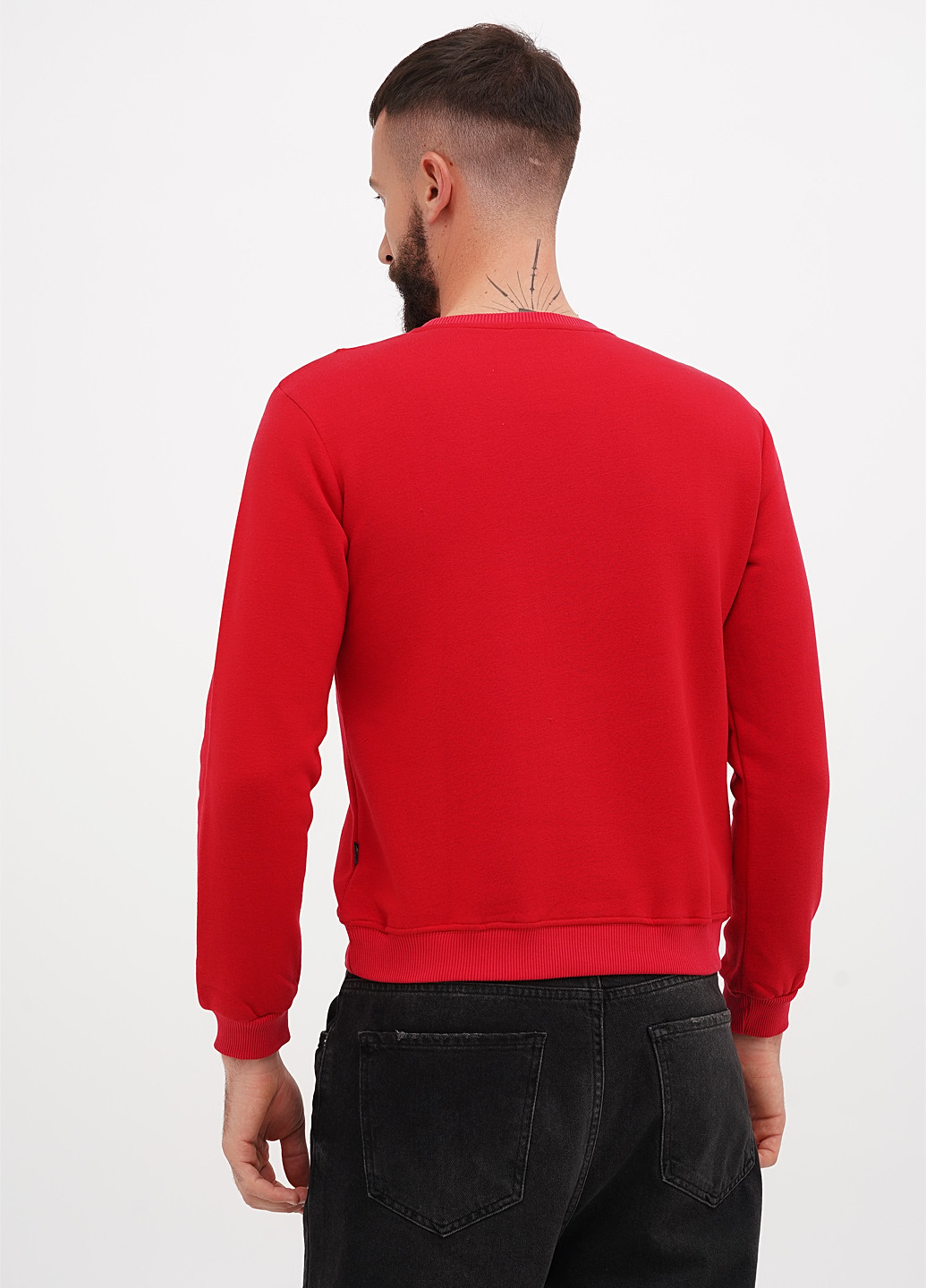 Красный свитшот однотонный светоотражающие детали (305003766)