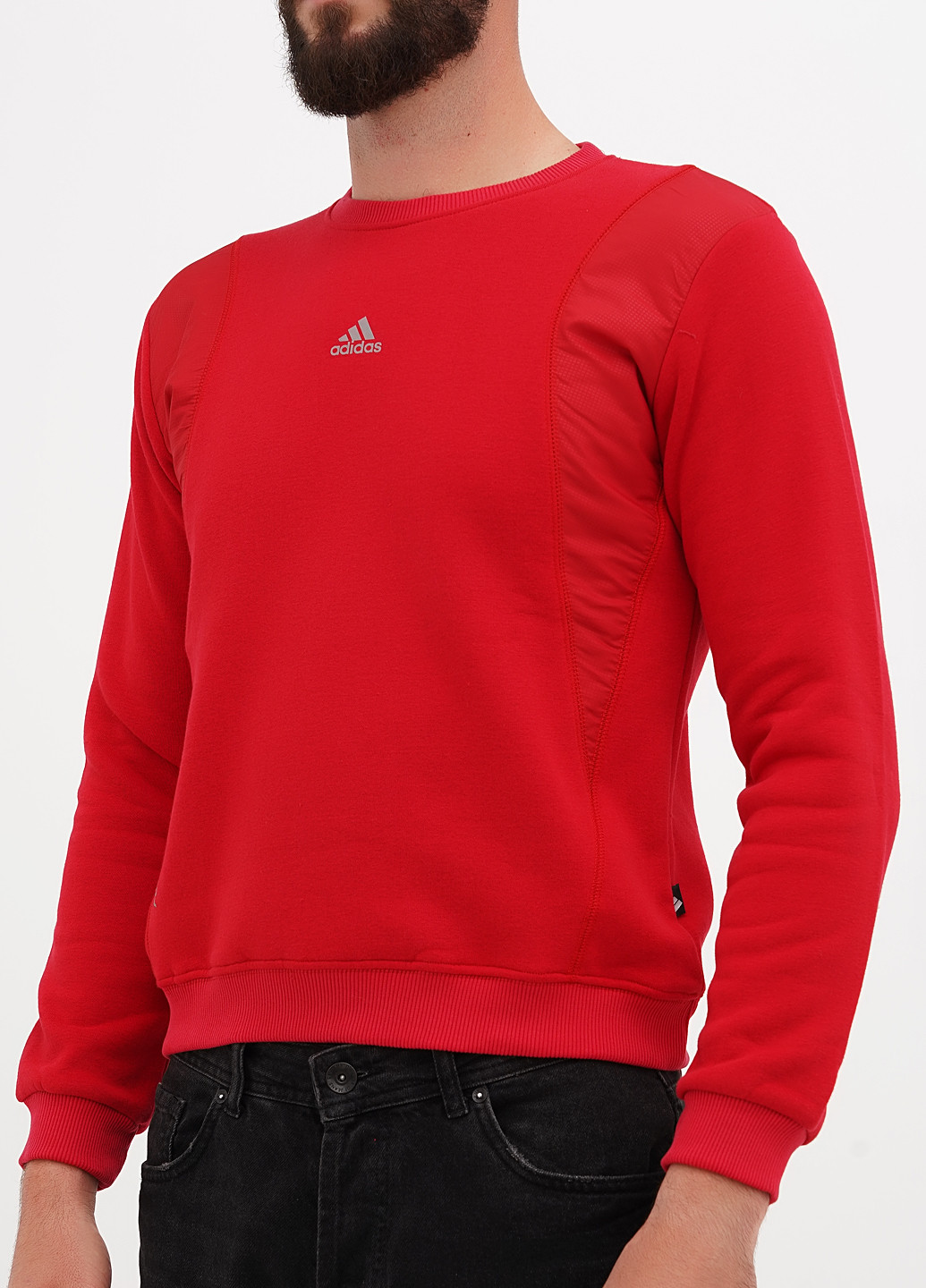 Красный свитшот однотонный светоотражающие детали (305003766)