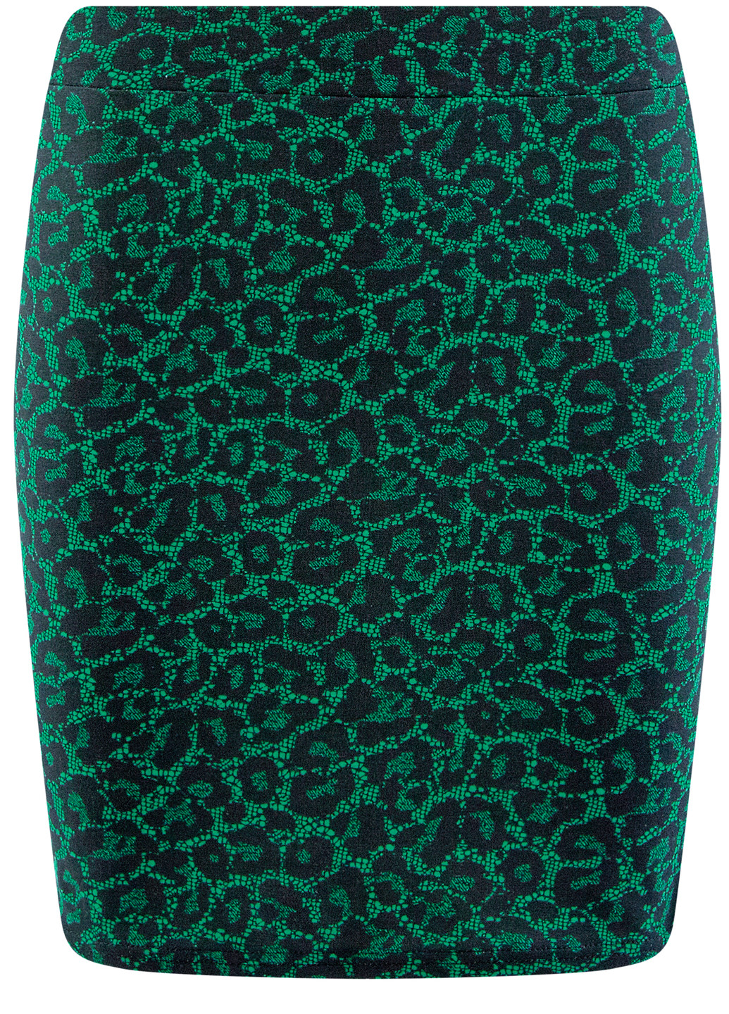 Зеленая кэжуал с анималистичным узором юбка Oodji мини