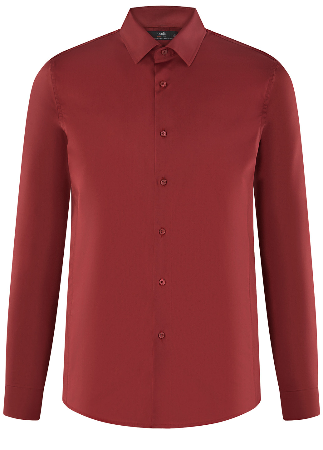 Красная кэжуал рубашка однотонная Oodji