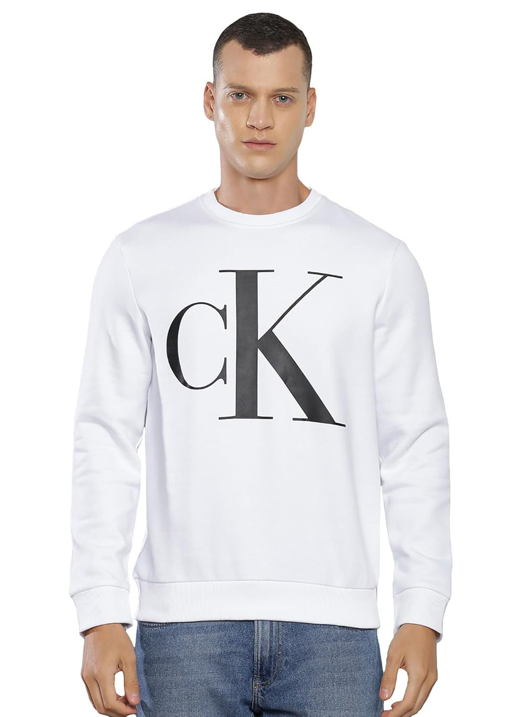Белый свитшот Calvin Klein логотип без декора (307636994)