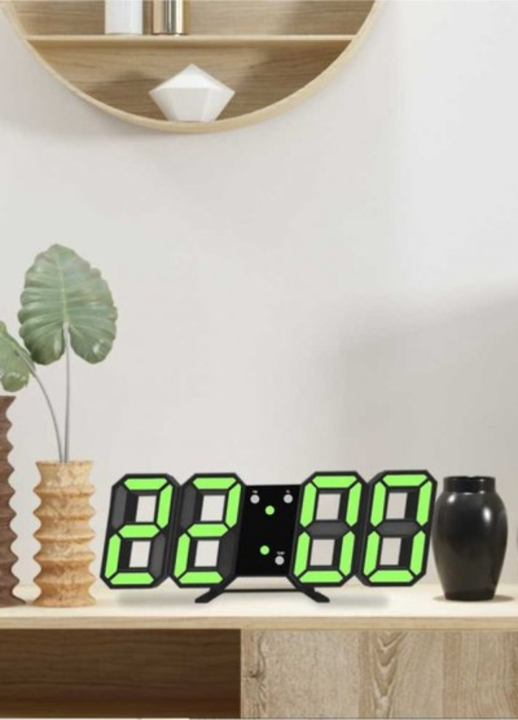 Электронные настольные LED часы с будильником и термометром LY-1089 Black (зеленая подсветка) (6801) Maestro (253662857)