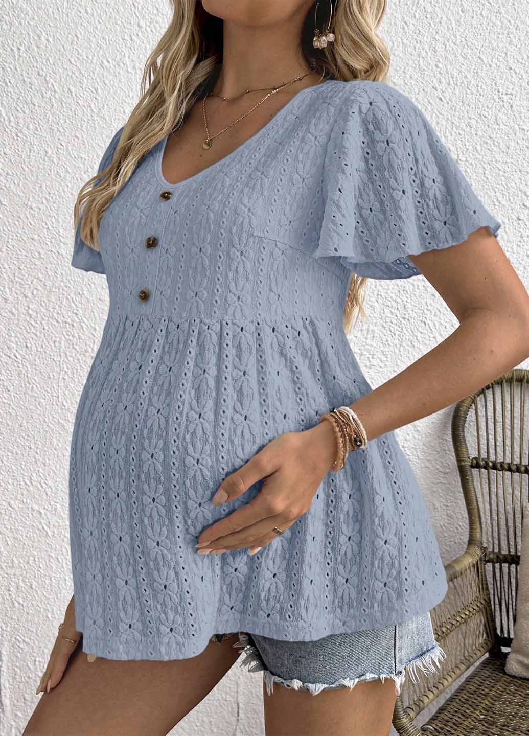 Лавандовая блуза для беременных с баской SHEIN