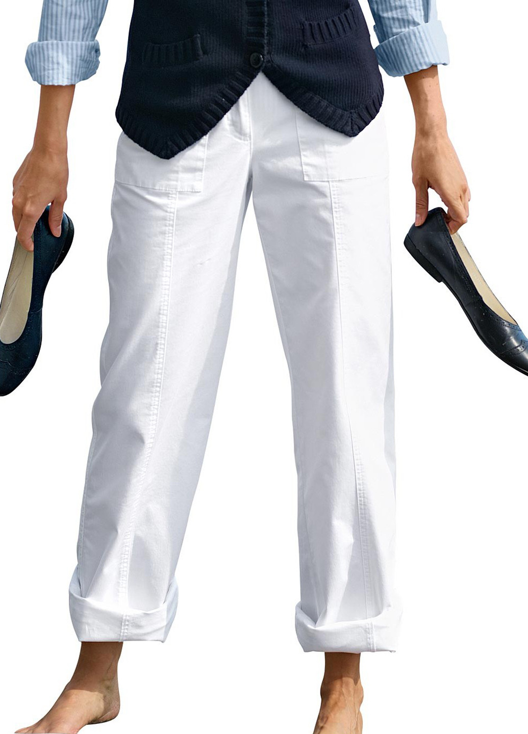 Белые кэжуал демисезонные прямые брюки Eddie Bauer