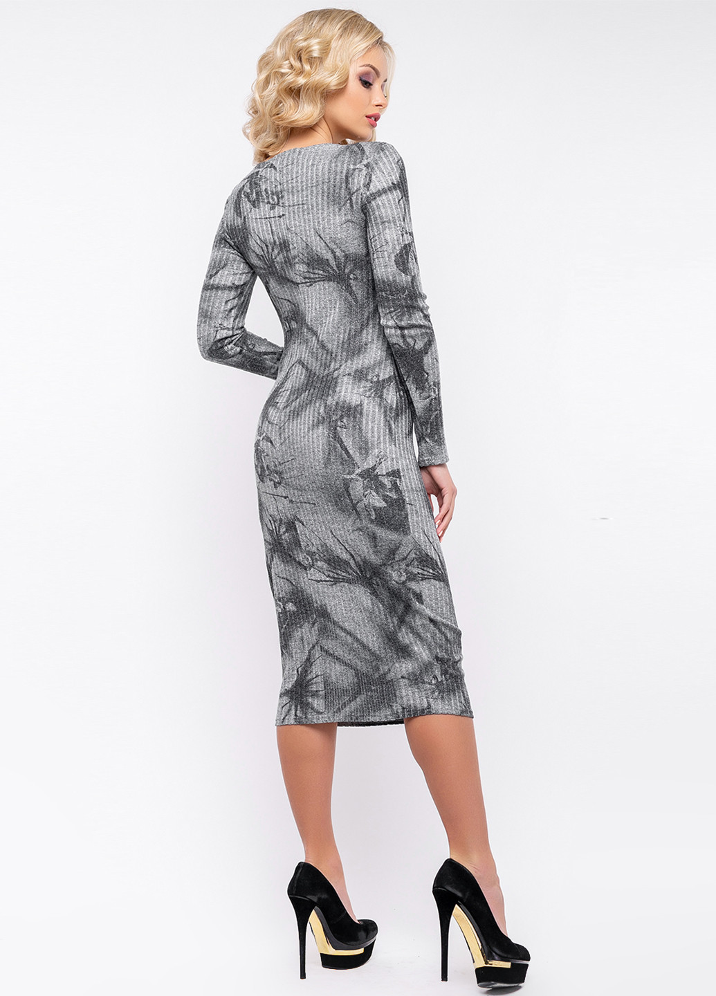 Темно-серое кэжуал платье ST-Seventeen с абстрактным узором