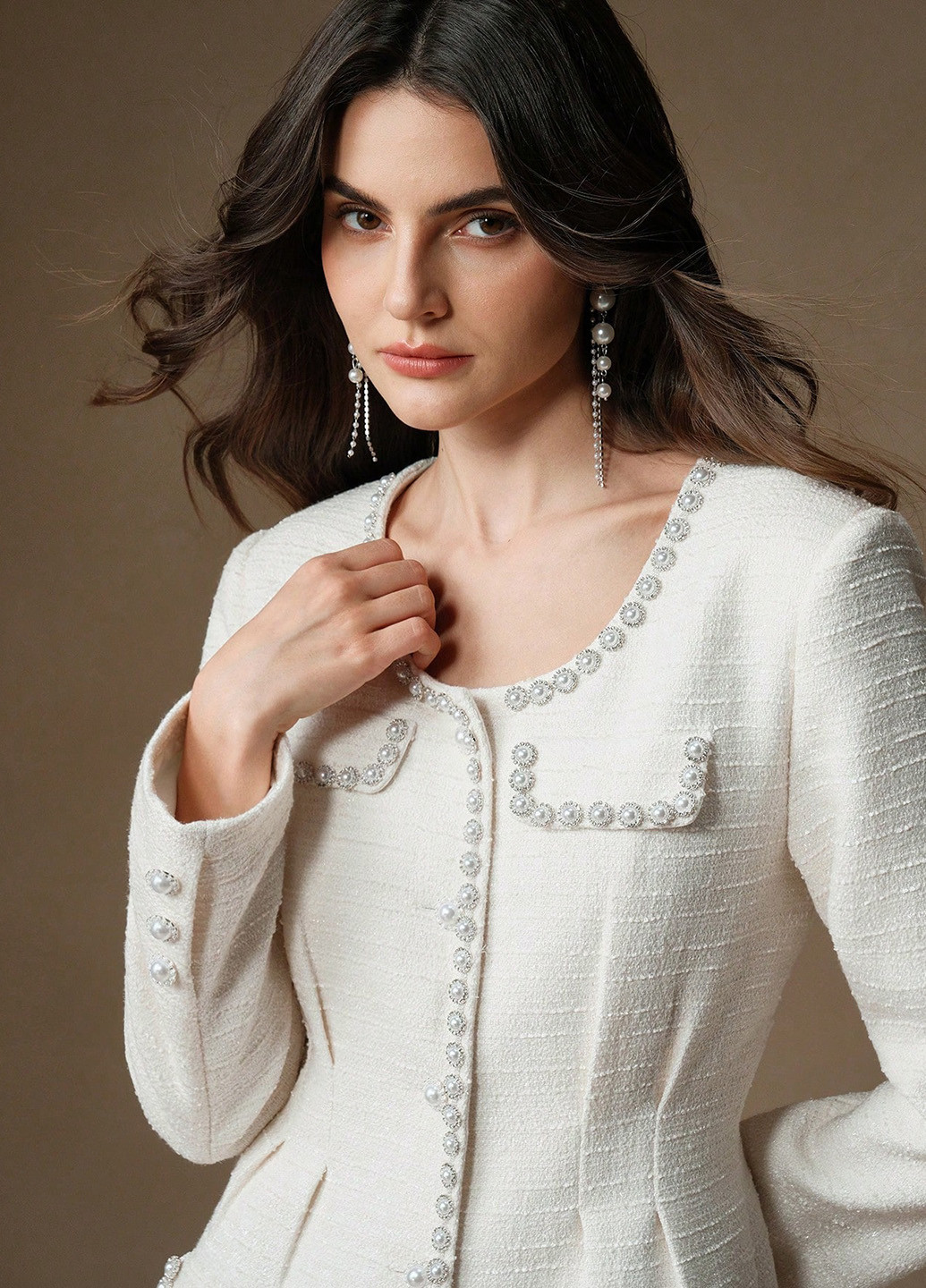 Білий святковий, ділова сукня футляр, сукня-жакет SHEIN однотонна