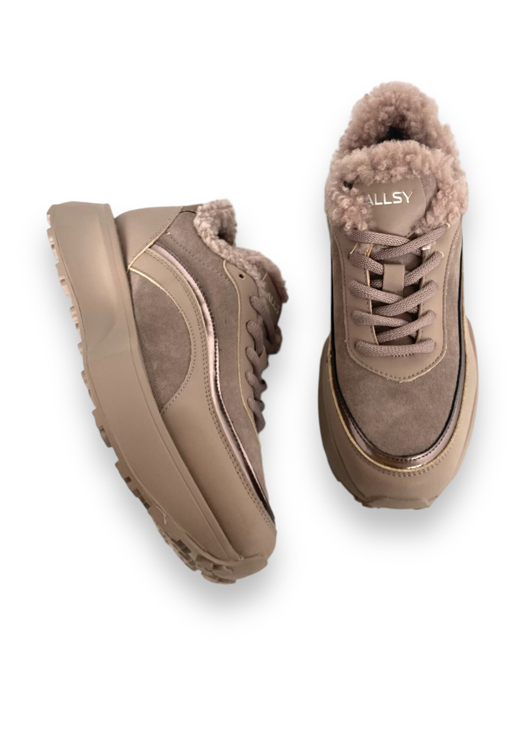 Кроссовки ALLSY темно-бежевые зима (305252229)