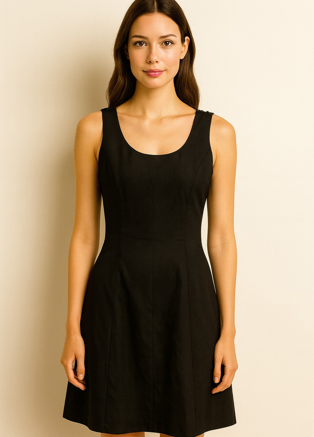 Черное кэжуал платье клеш Sassofono однотонное