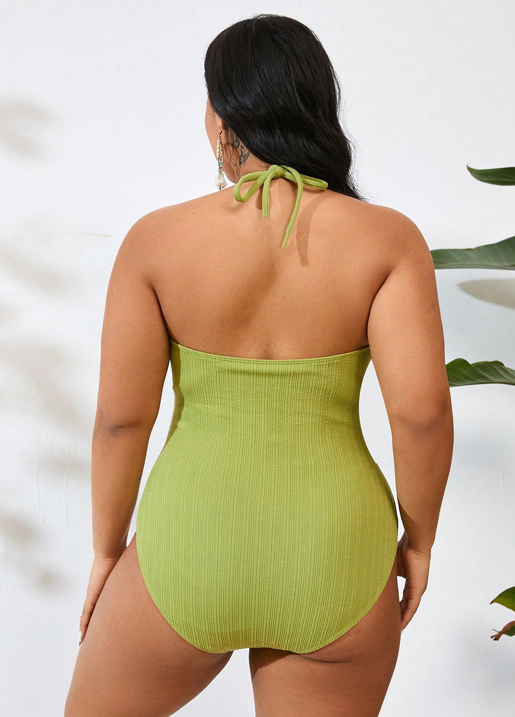 Зелений літній купальник суцільний SHEIN