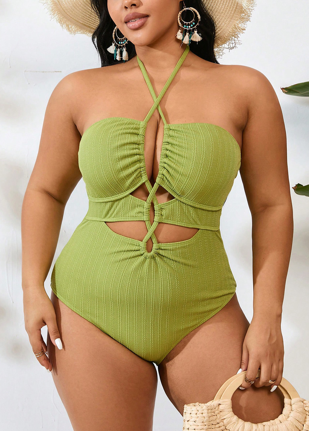 Зелений літній купальник суцільний SHEIN