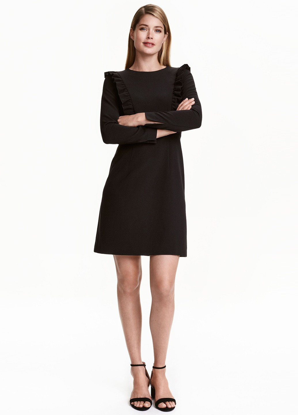 Черное кэжуал платье клеш, футляр H&M однотонное