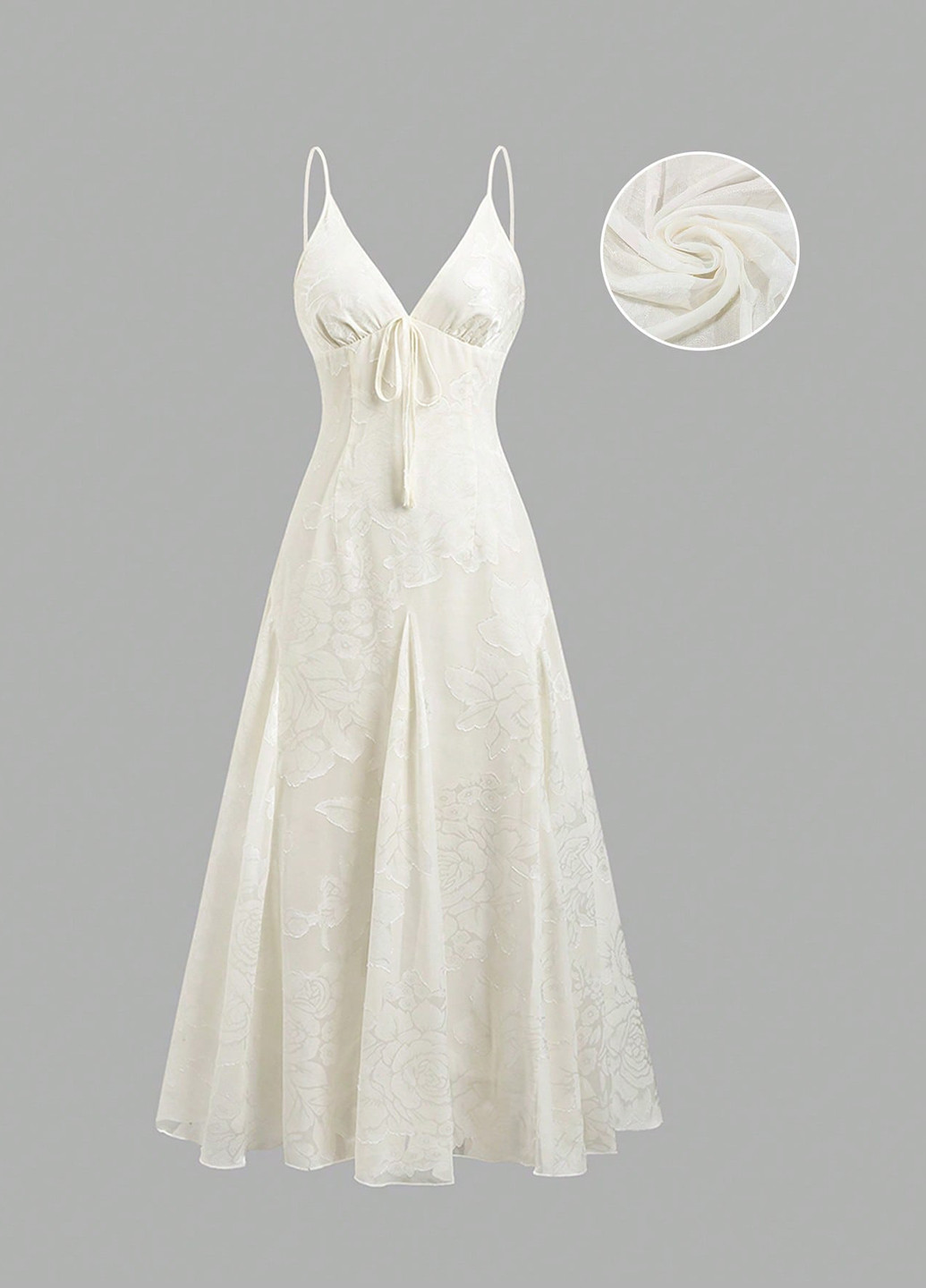 Молочное вечернее платье с юбкой-солнце, силуэтная, с открытой спиной SHEIN с цветочным принтом