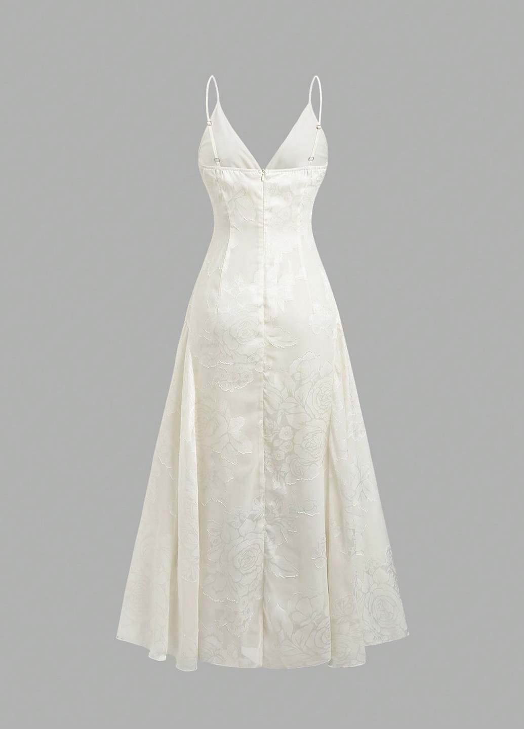 Молочное вечернее платье с юбкой-солнце, силуэтная, с открытой спиной SHEIN с цветочным принтом