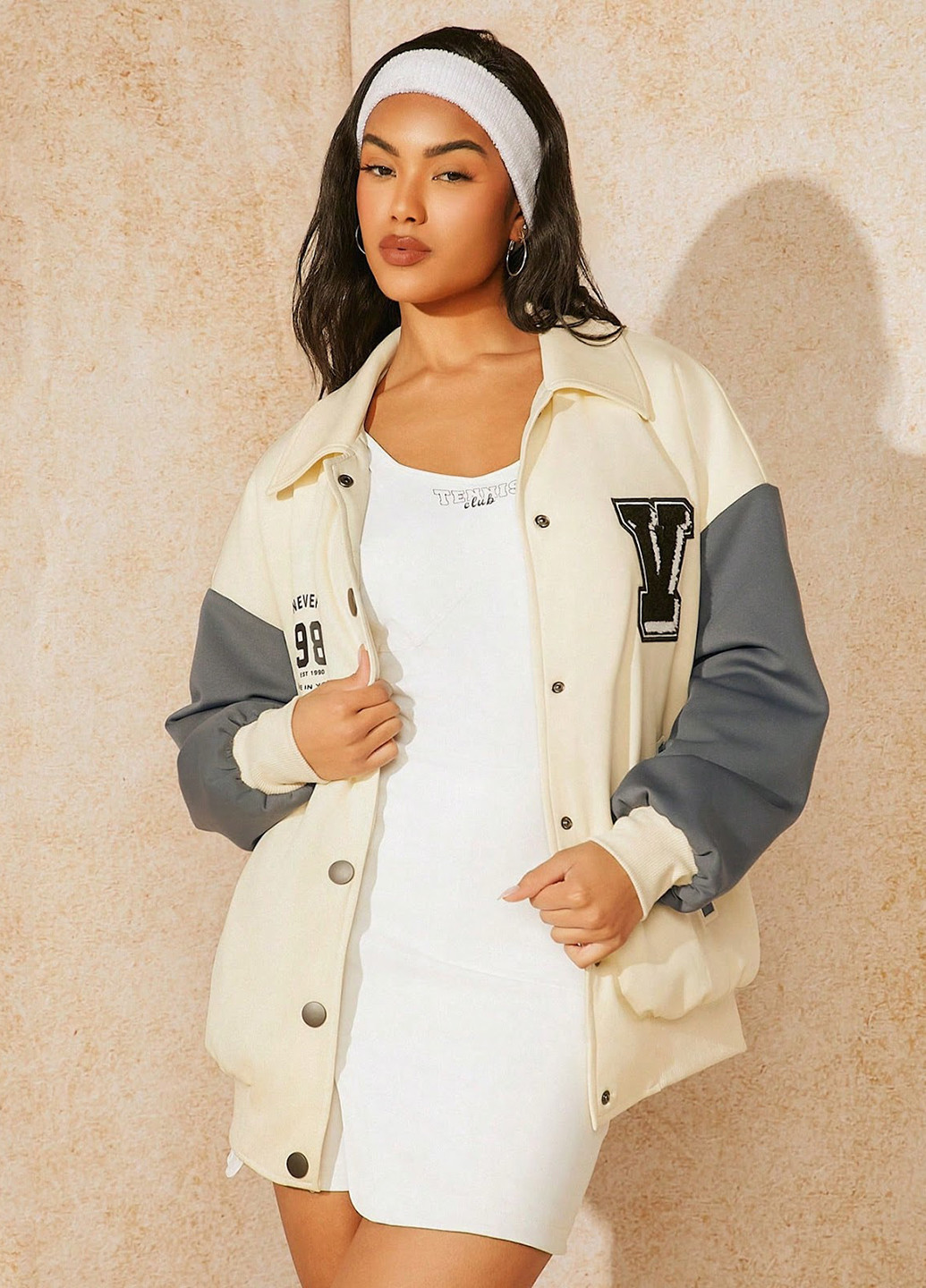 Бомбер SHEIN бейсбольний на кнопках (331109936)