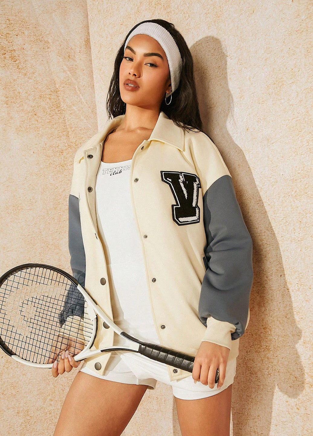 Бомбер SHEIN бейсбольний на кнопках (331109936)