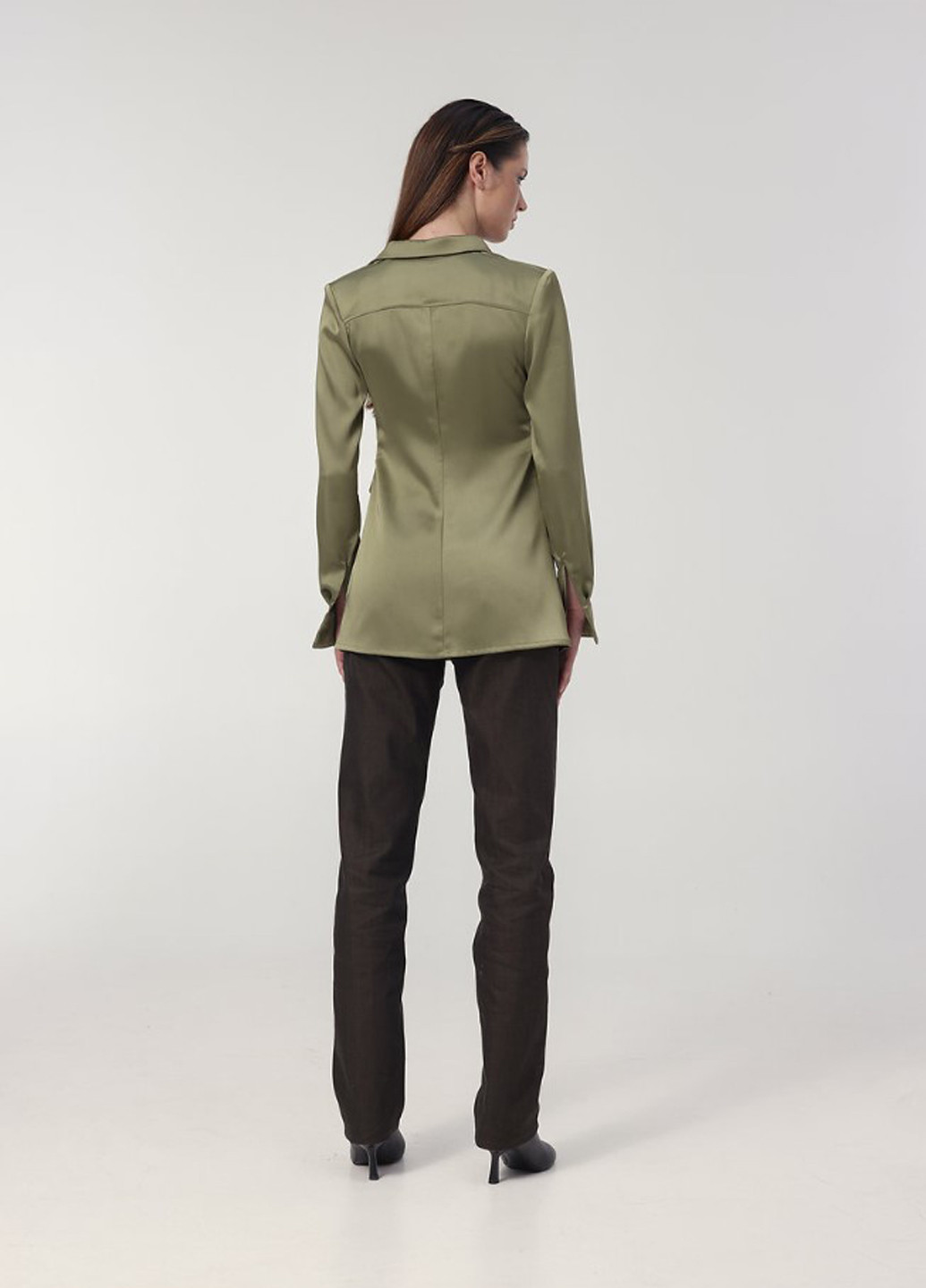 Оливковая кэжуал рубашка однотонная KNITLAB