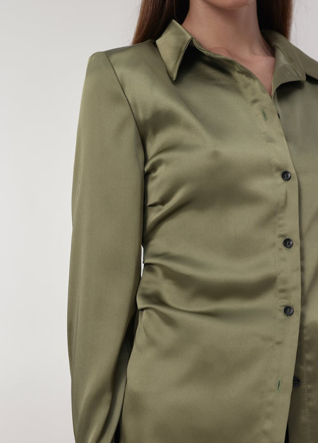 Оливковая кэжуал рубашка однотонная KNITLAB