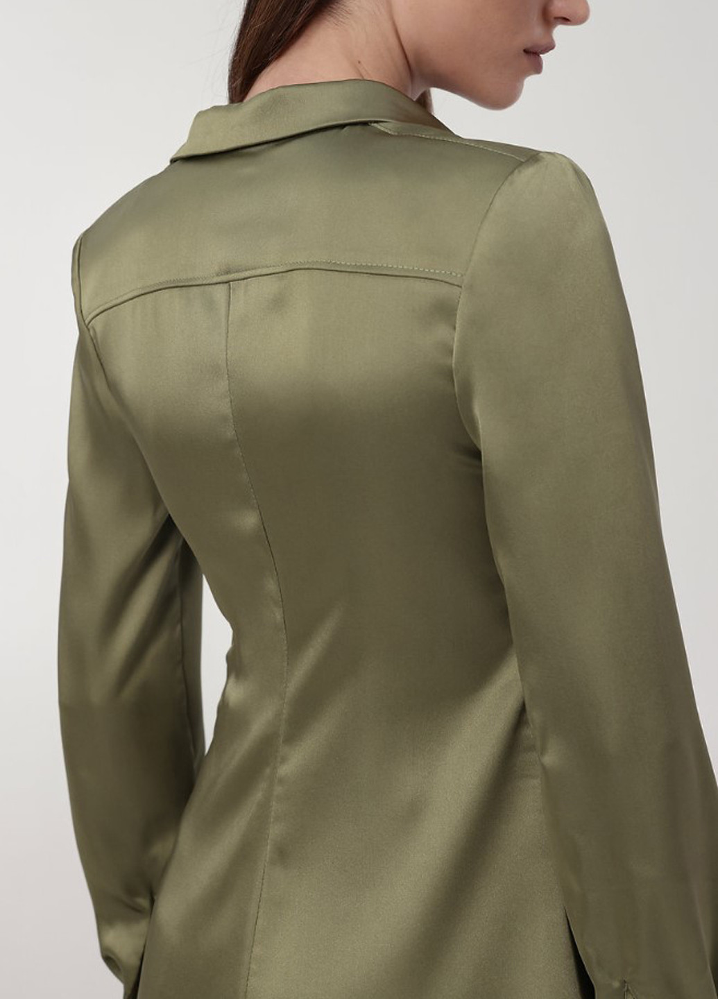 Оливковая кэжуал рубашка однотонная KNITLAB