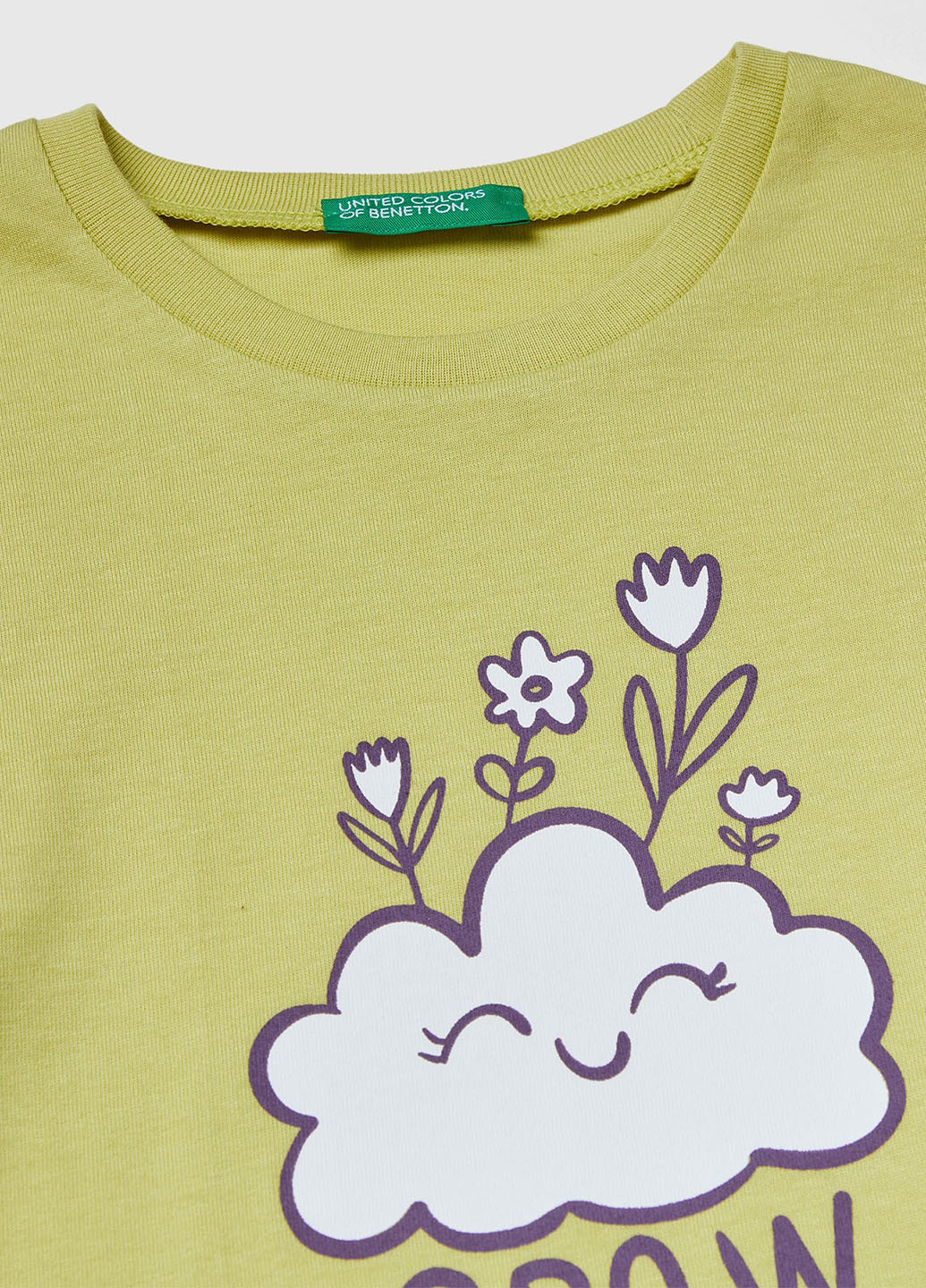 Фисташковый демисезонный кэжуал лонгслив United Colors of Benetton с рисунком