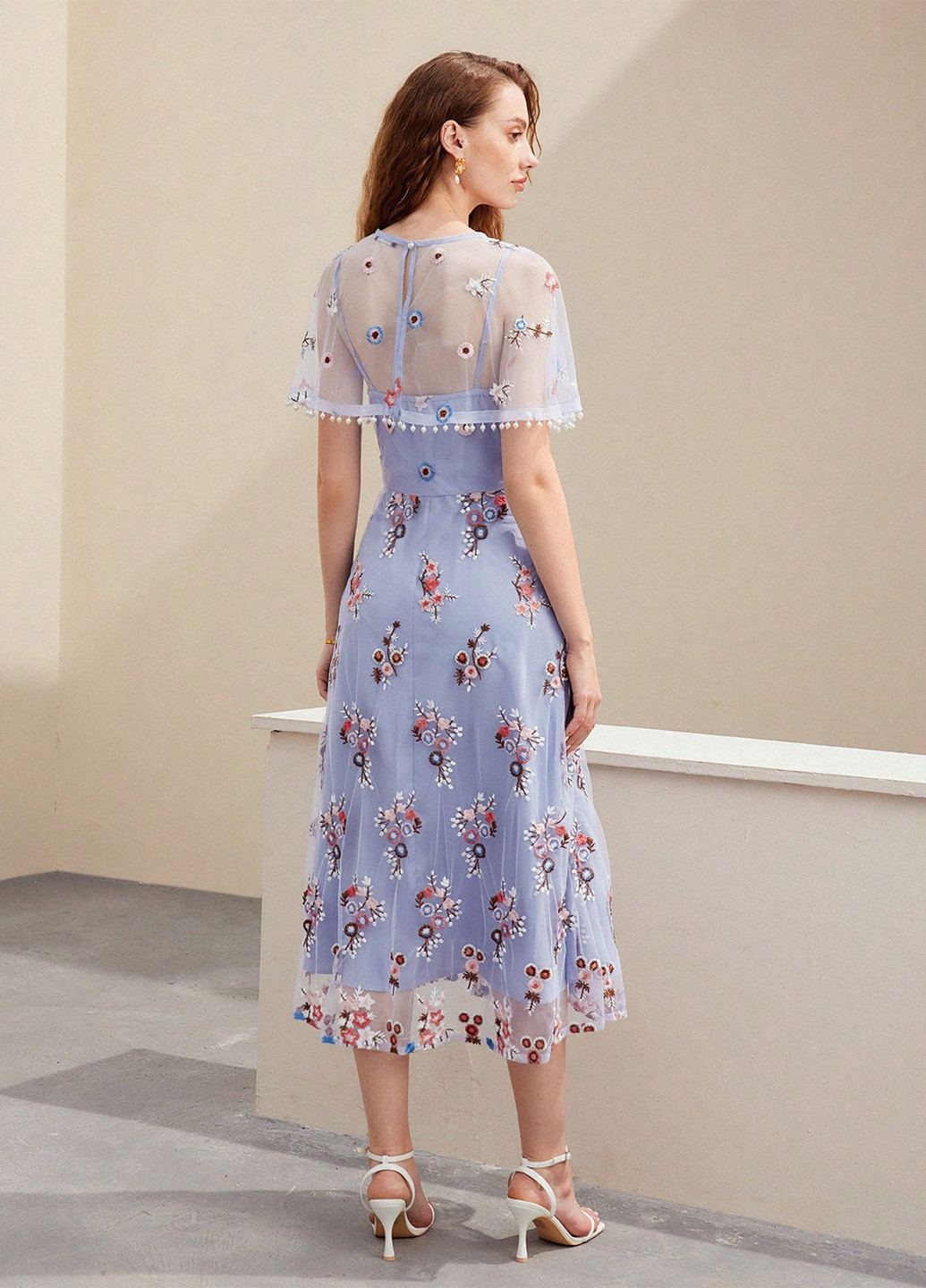 Блакитна кежуал сукня SHEIN з квітковим принтом