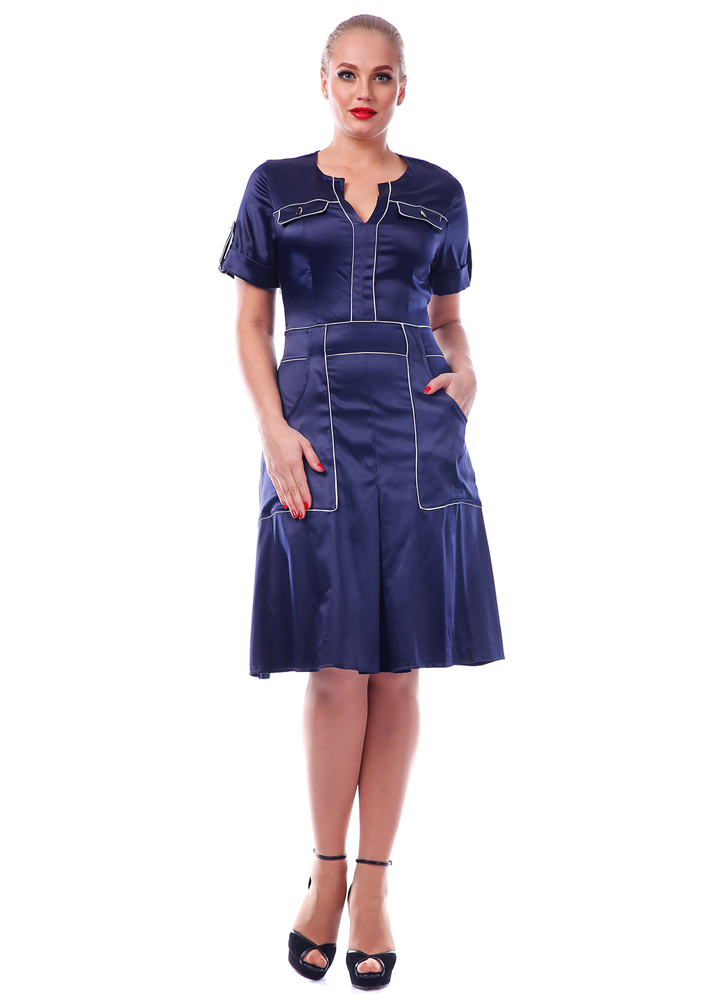 Синя кежуал платье з коротким рукавом Alpama однотонна