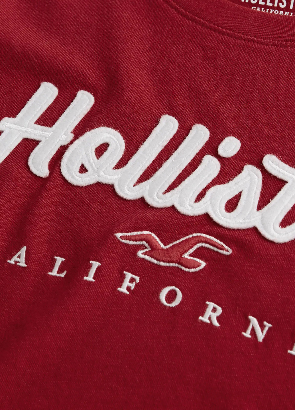 Темно-красная летняя футболка Hollister