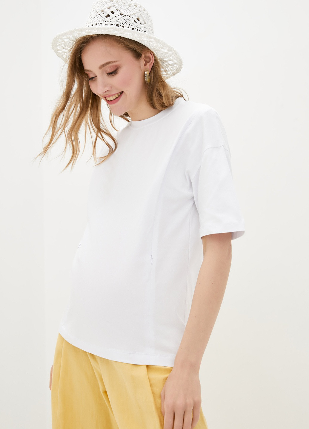 Біла всесезон футболка для годуючих та вагітних матусь Sorelle База