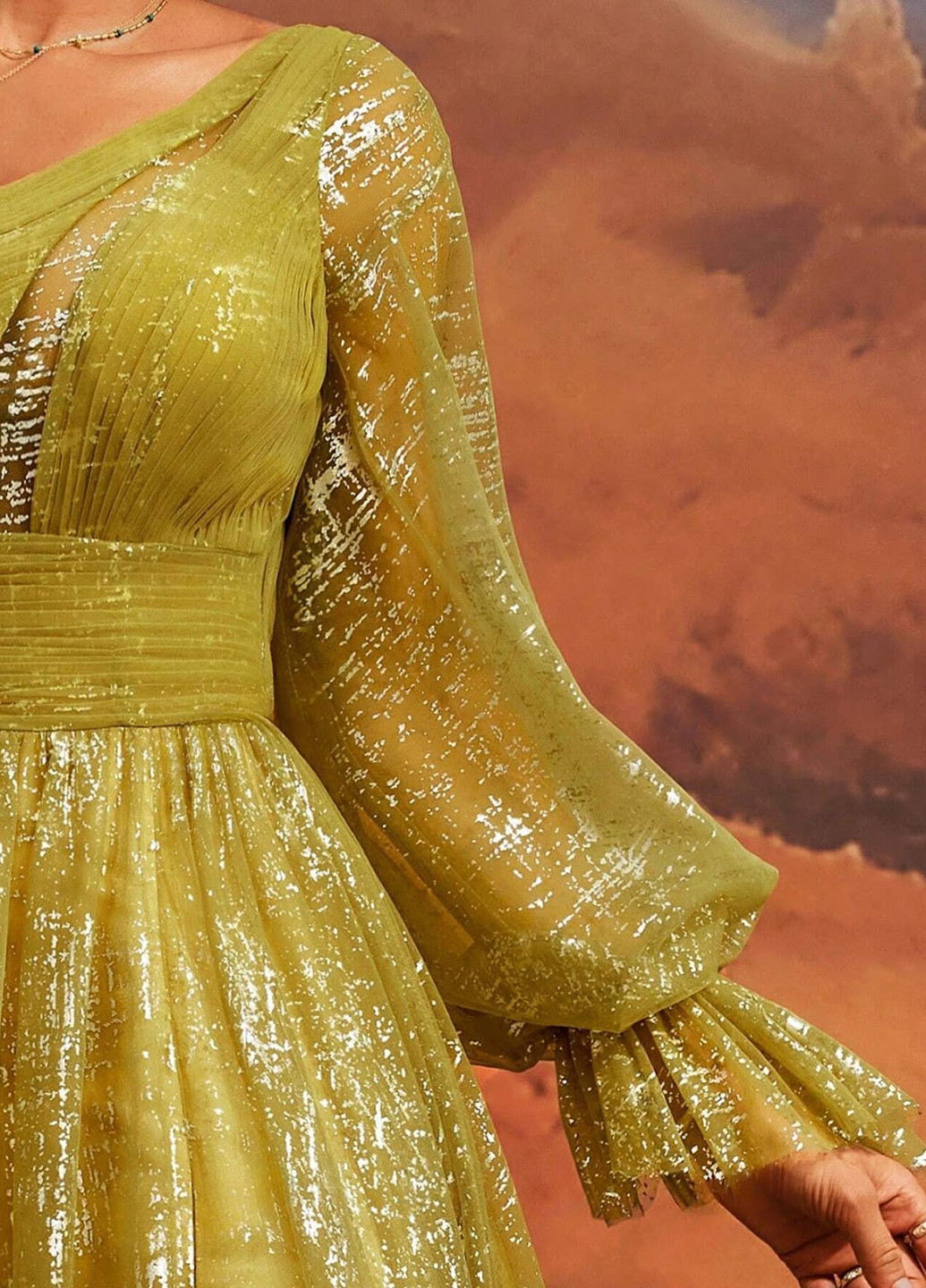 Жовтий вечірня сукня на одне плече SHEIN однотонна