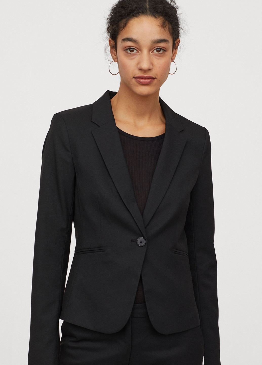 Черный женский пиджак H&M однотонный - демисезонный