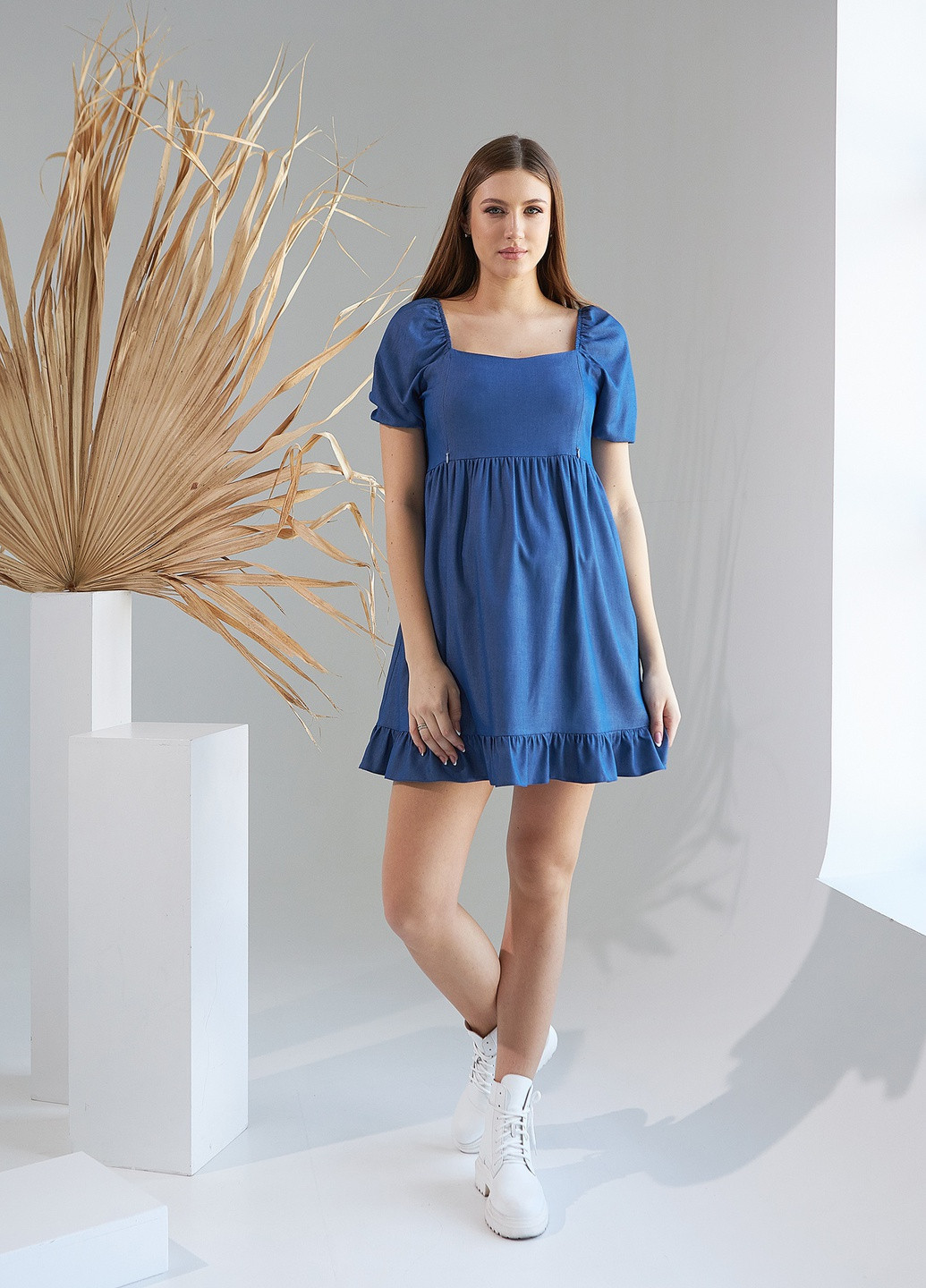 Синее кэжуал платье для беременных клеш Dianora однотонное
