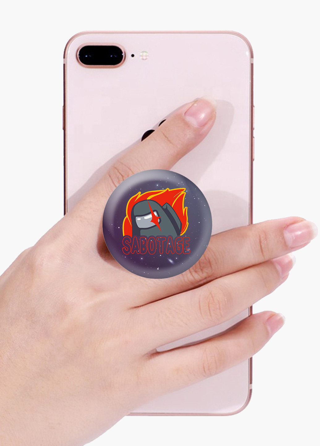 Попсокет (Popsockets) держатель для смартфона Амонг Ас (Sabotage Among Us) (8754-2426) Черный MobiPrint (216836455)