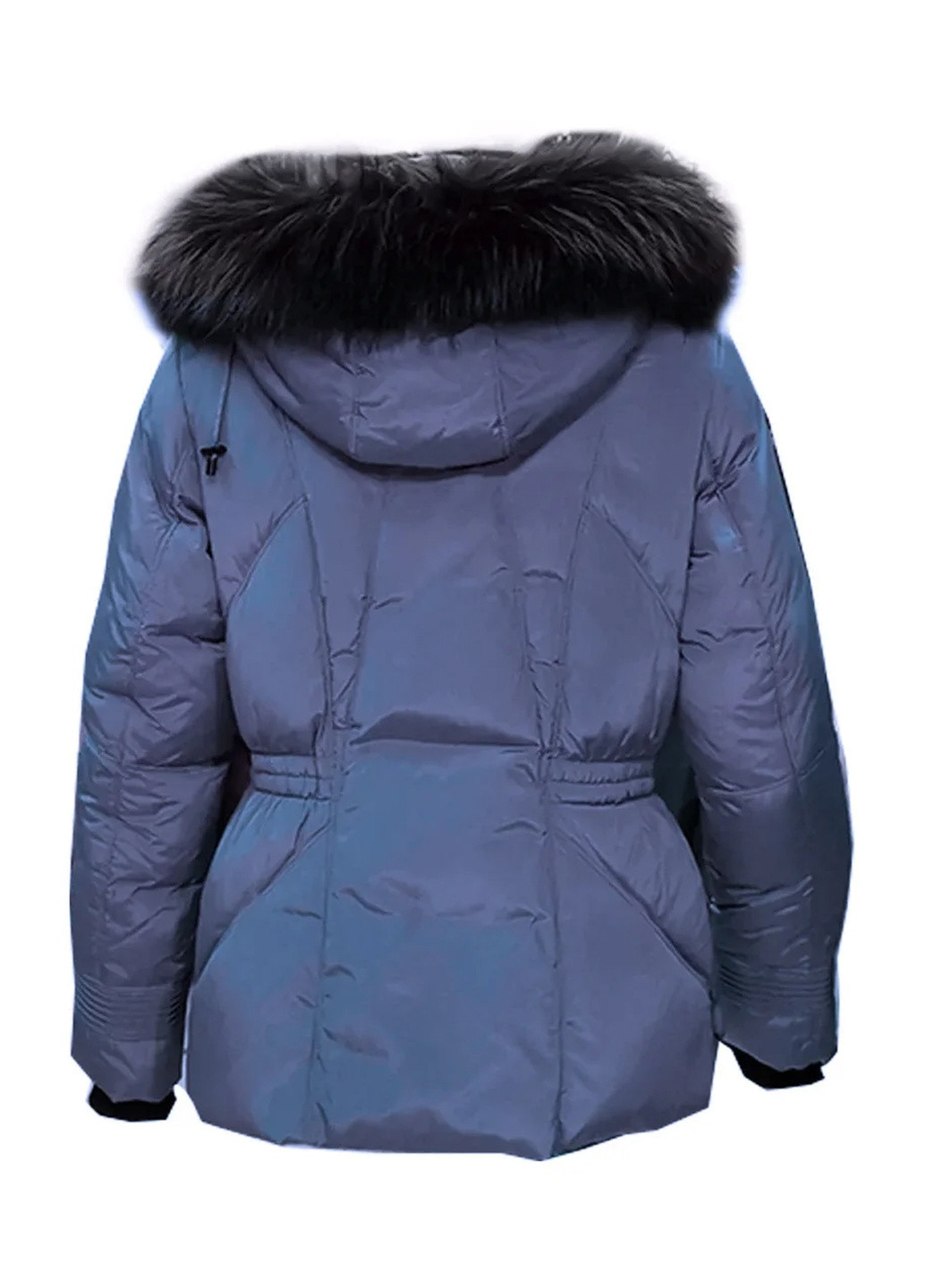 Синяя зимняя куртка на натуральном пуху с капюшоном с мехом енота Mirage