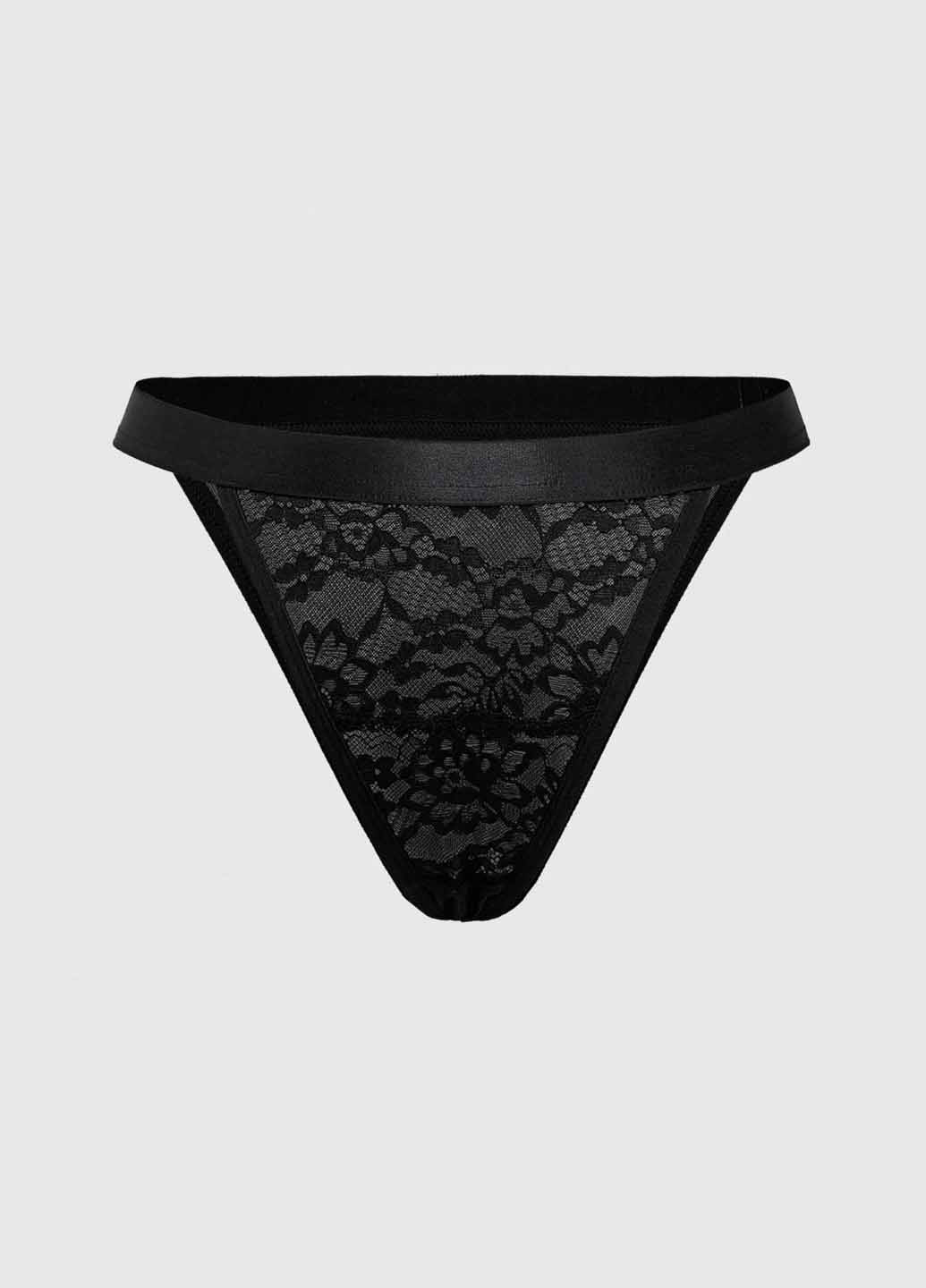 Чорний демісезонний комплект (комбінація, трусики) SHEIN