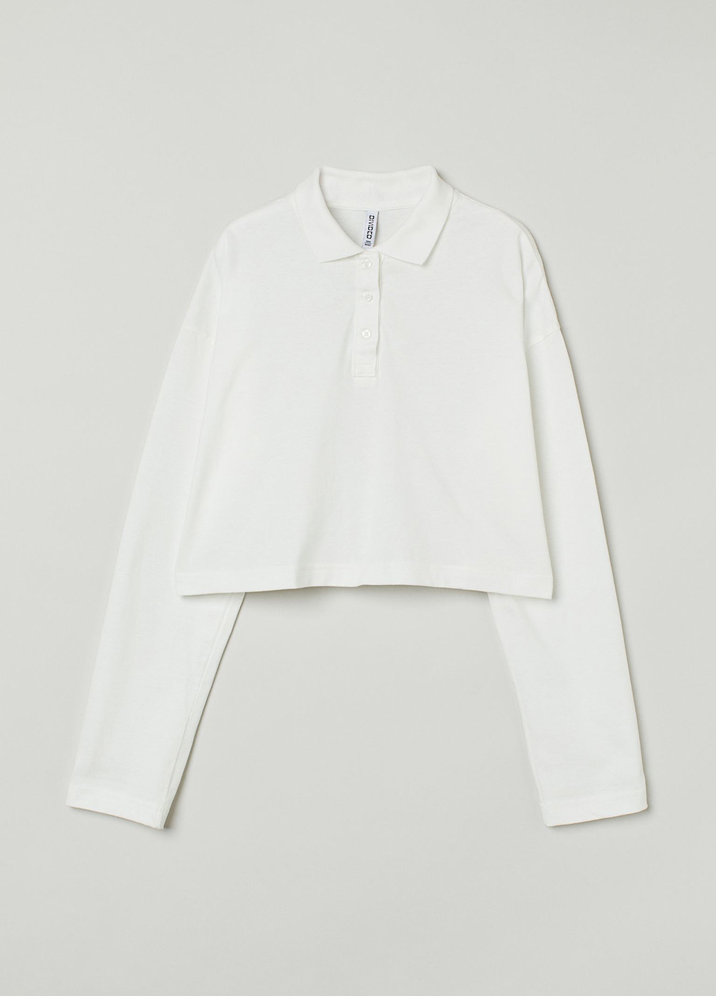 Белая женская футболка-поло H&M однотонная