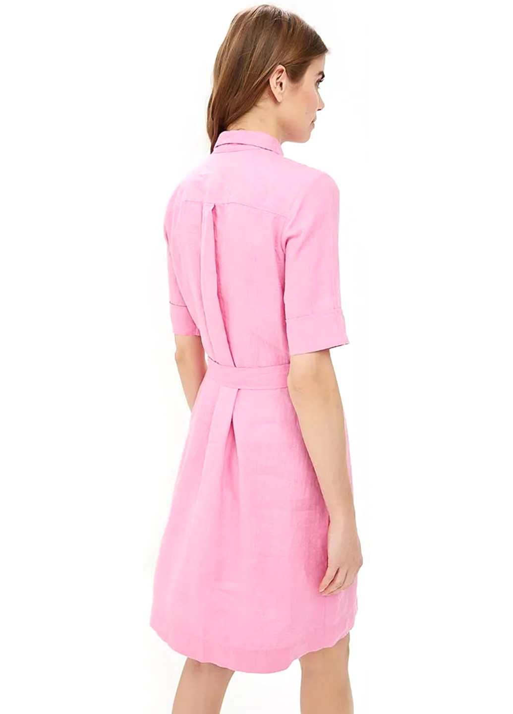 Розовое кэжуал платье рубашка United Colors of Benetton однотонное