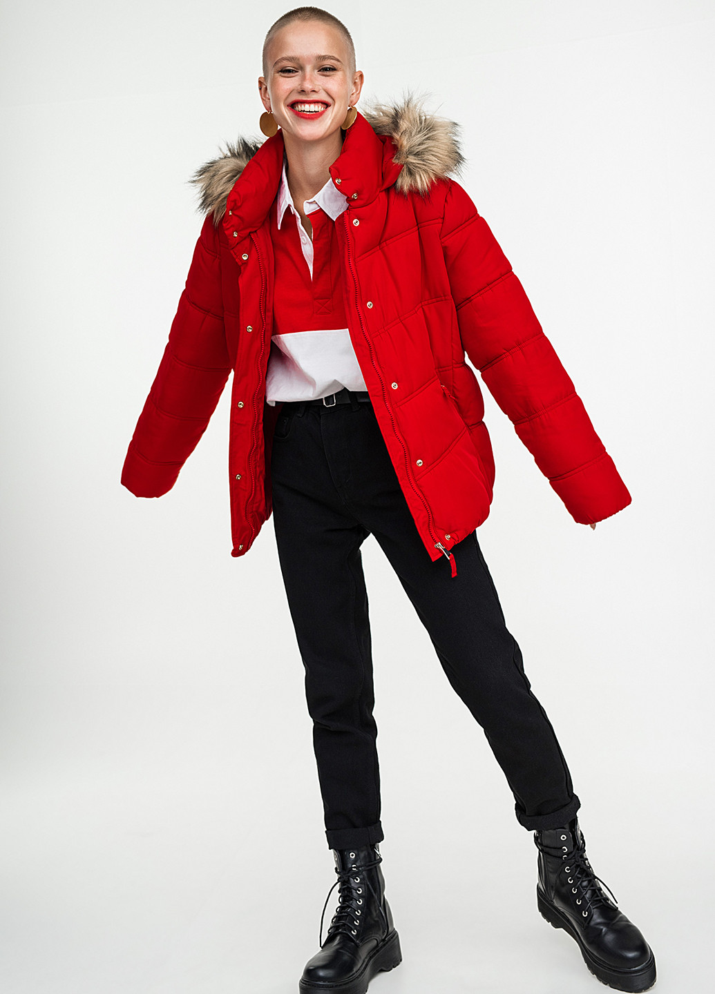 Красная зимняя куртка befree