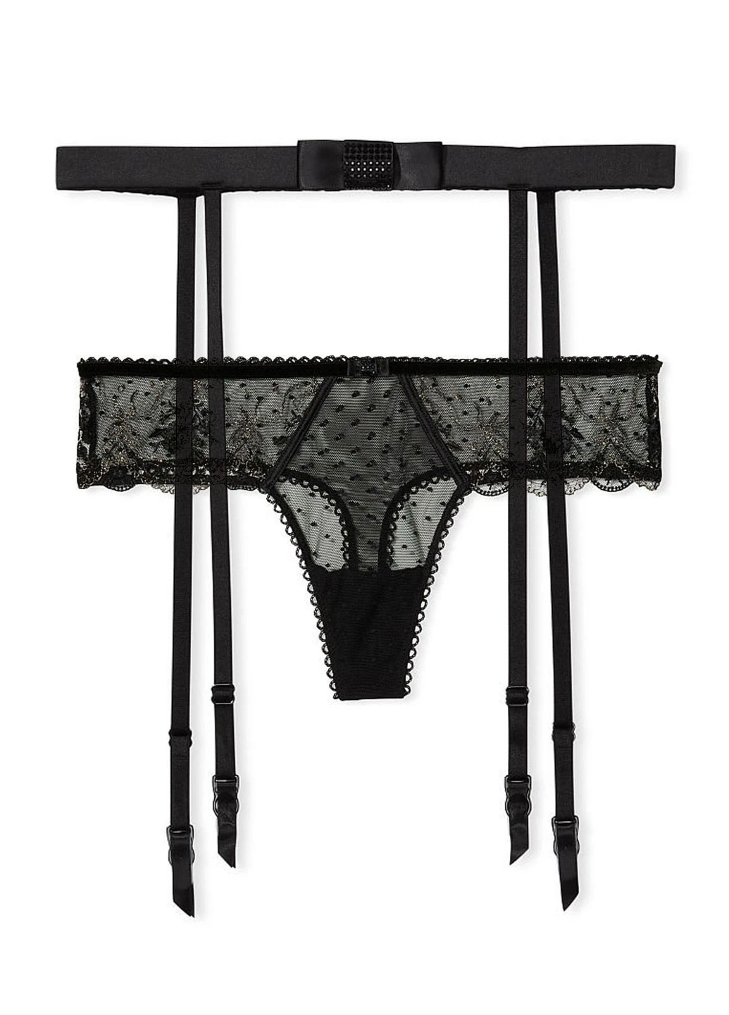 Черный демисезонный комплект (пояс для чулок, трусы) Victoria's Secret