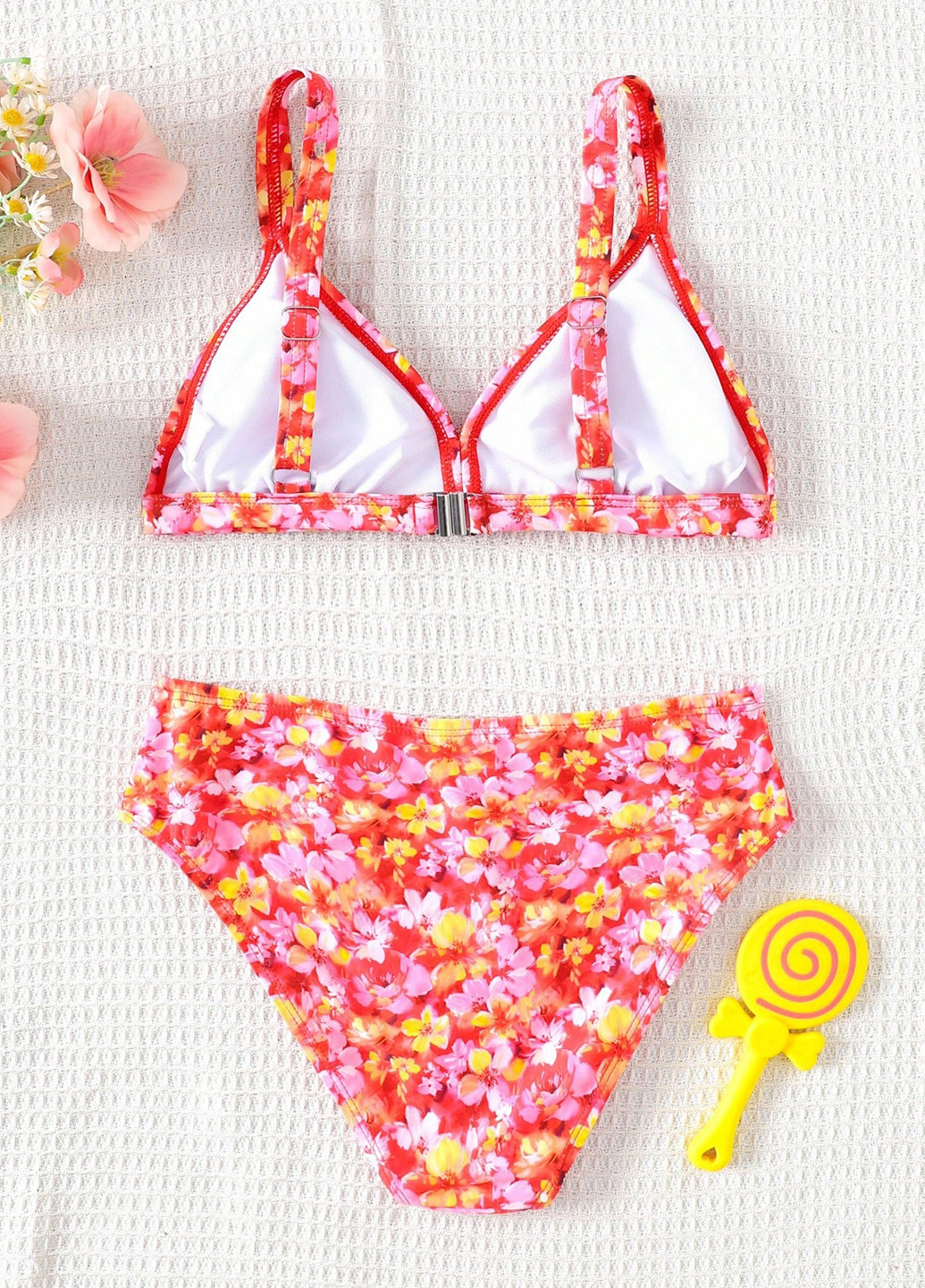 Фуксиновий (колору Фукія) літній купальник (ліф, трусики) бікіні, роздільний SHEIN