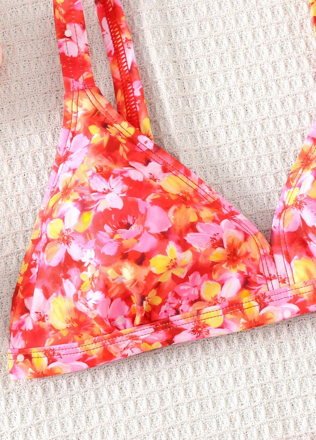 Фуксиновий (колору Фукія) літній купальник (ліф, трусики) бікіні, роздільний SHEIN