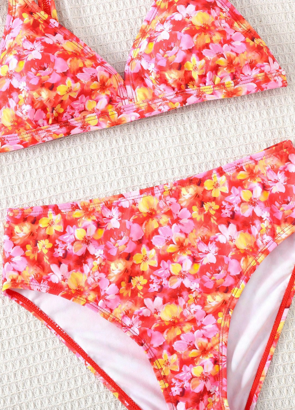 Фуксиновий (колору Фукія) літній купальник (ліф, трусики) бікіні, роздільний SHEIN