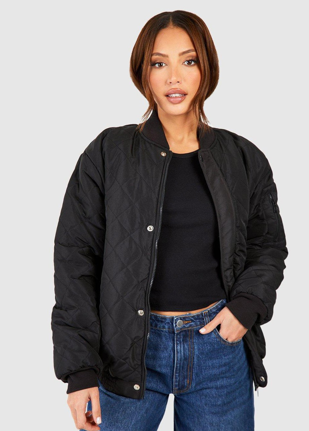 Бомбер Boohoo на молнии, на кнопках (314835364)