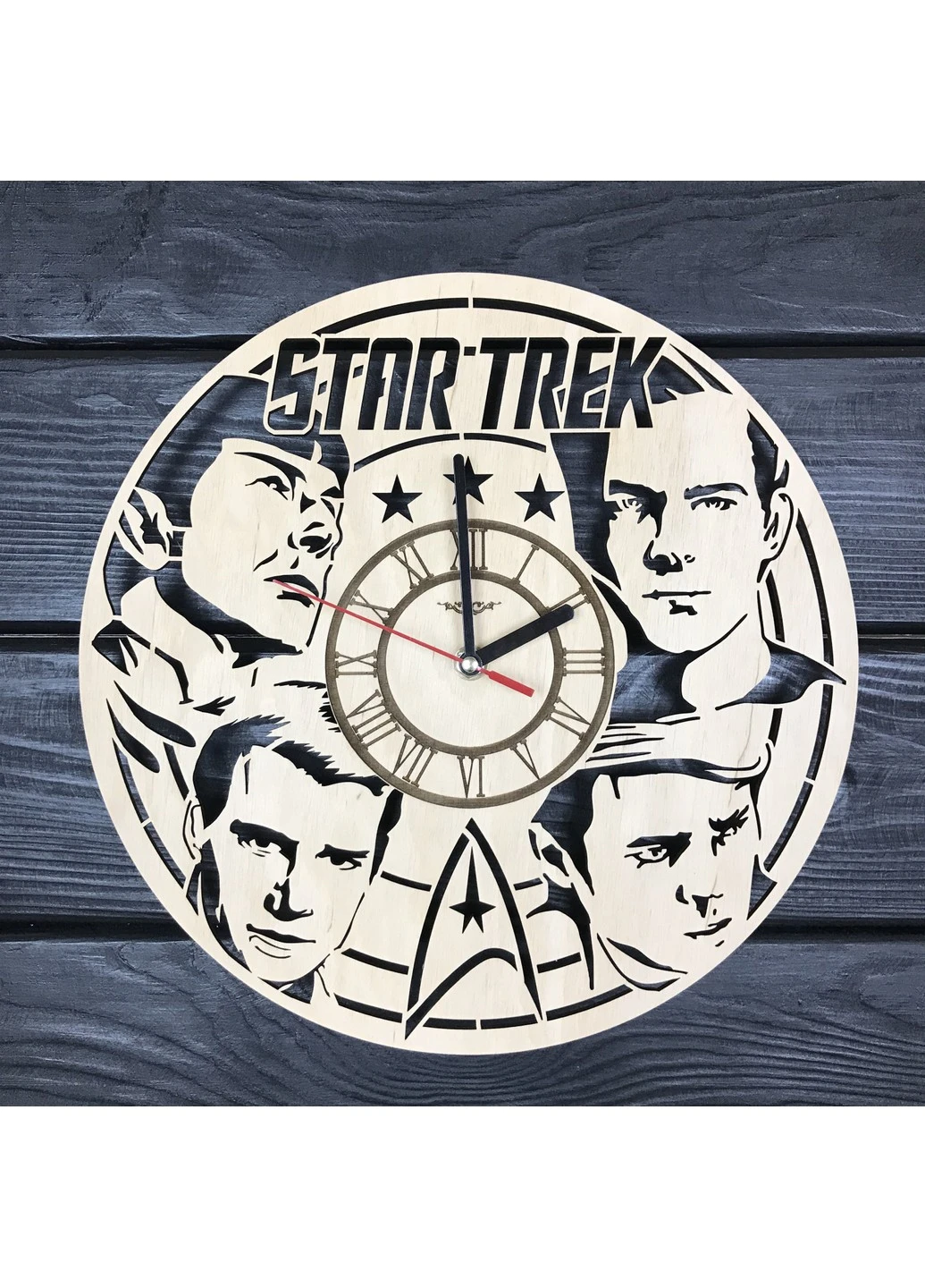 Оригінальний настінний годинник з дерева "Star Trek" 7Arts (253566404)