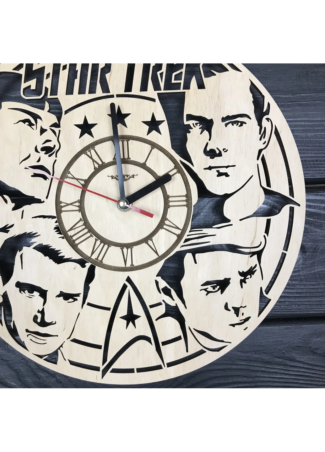 Оригінальний настінний годинник з дерева "Star Trek" 7Arts (253566404)