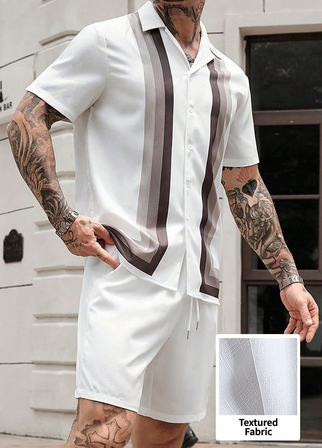 Комбінований літній костюм (сорочка, шорти) з шортами, з сорочкою SHEIN