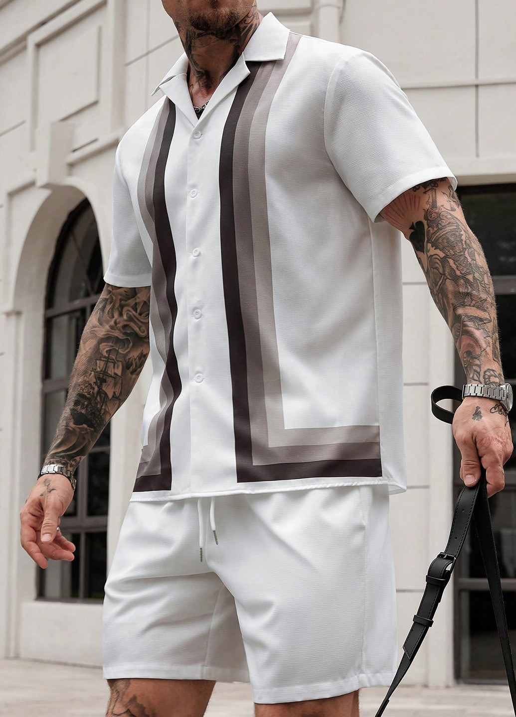 Комбінований літній костюм (сорочка, шорти) з шортами, з сорочкою SHEIN