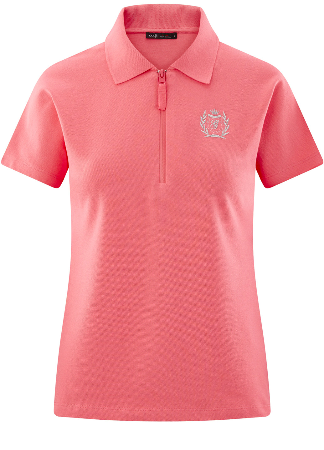 Розовая женская футболка-поло Oodji с логотипом